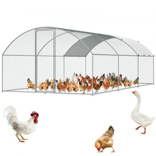 Andala Large Metal Chicken Coop w/ Run – 9.8x19.3x6.5ft Walk-in Yard Enclosure w/ Cover & Lock