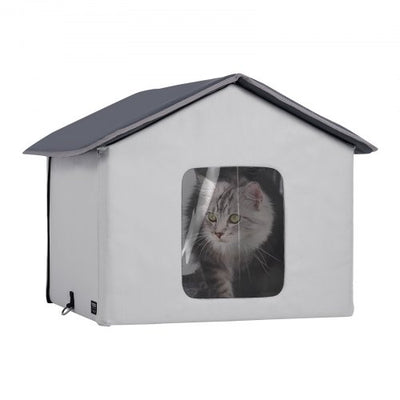 Andala Heated Cat House  Foldable Kitty Shelter w/ Heated Pad, Grey (M)