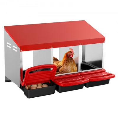 Andala 3-Compartment Metal Chicken Nesting Box  Inclined Nesting Design