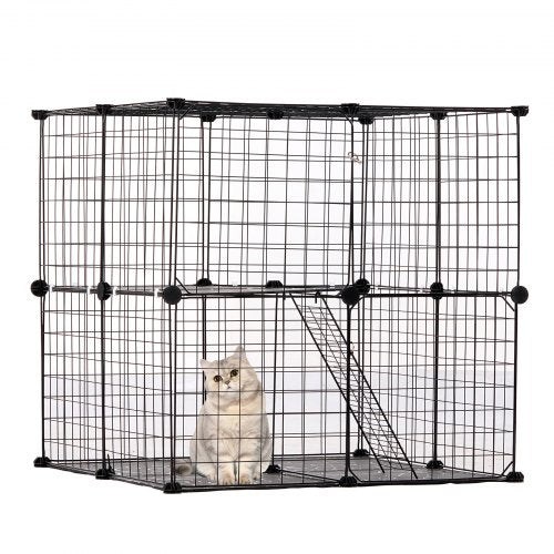 Andala Large 2-Tier Cat Cage – 28"x28"x28" Metal Wire Playpen Catio w/ Ladder