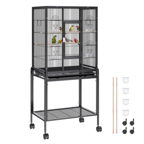 Andala 54" Large Bird Cage – Carbon Steel Flight Cage for Parrots, Cockatiels & Macaws w/ Stand