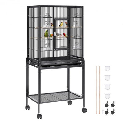 Andala 54 Large Bird Cage  Carbon Steel Flight Cage for Parrots, Cockatiels & Macaws w/ Stand