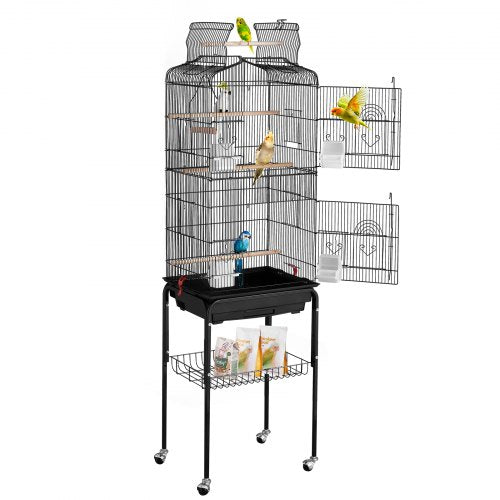 Andala 62" Large Bird Cage – Rolling Metal Flight Cage for Parrots & Cockatiels
