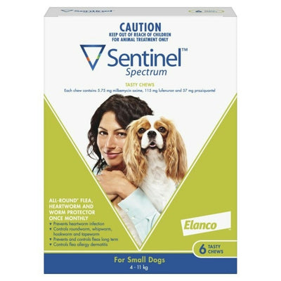 Sentinel Spectrum Green Flea And Worming Chews For Dogs 4-11kg 6 Pack