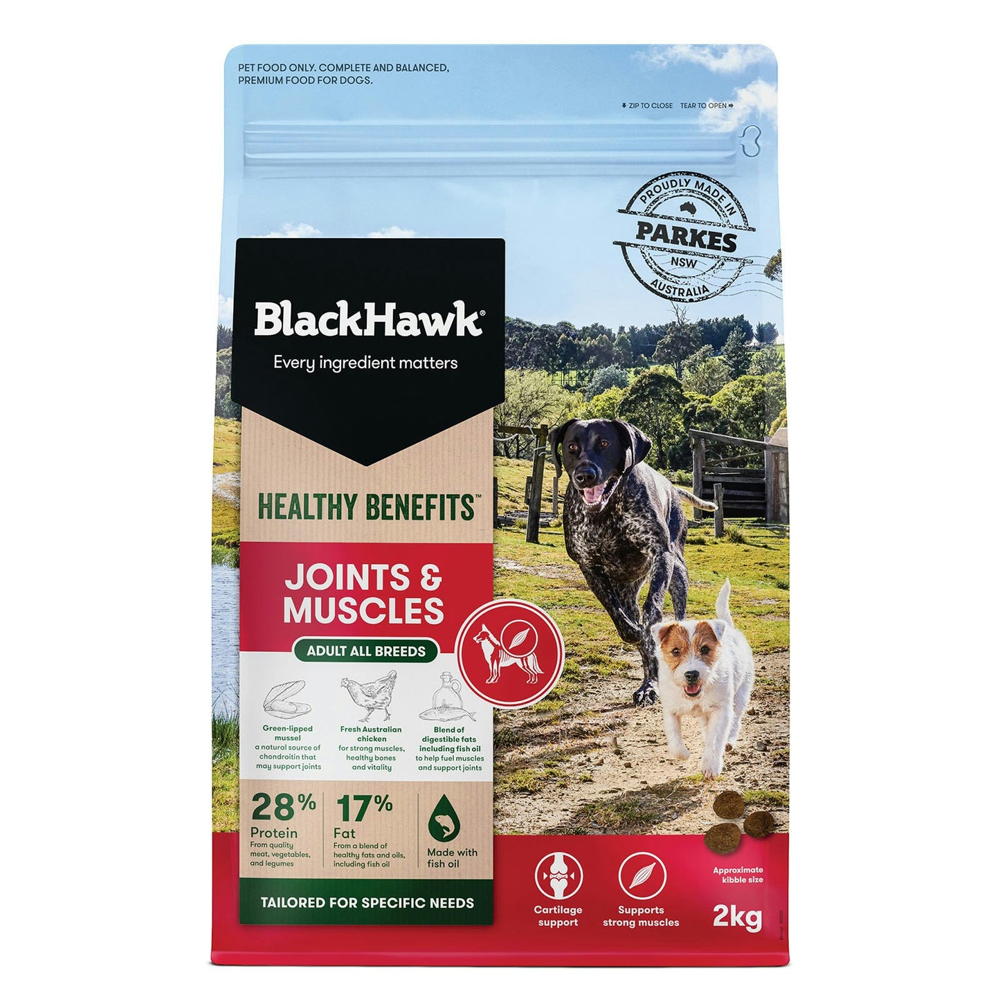 Black Hawk Healthy Benefits Joints Muscles Dry Dog Food 2kg