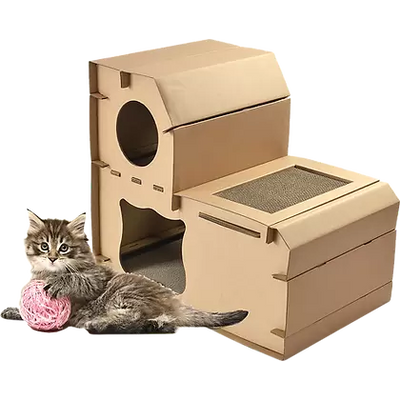 Cat Cardboard House Tree Tower Condo Scratcher