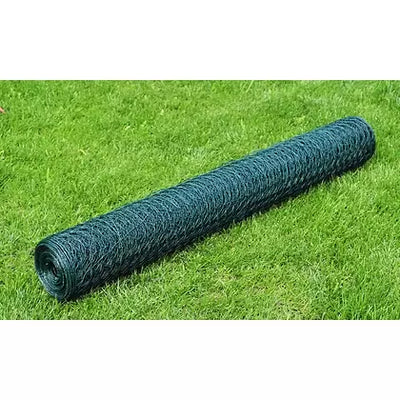 Chicken Wire Fence Galvanised with PVC Coating 25 x 1 m Green