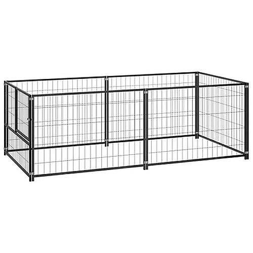 Dog Pen Cage Kennel Black 200x100x70 cm Steel