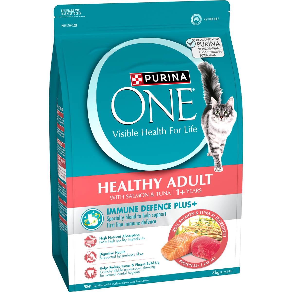 Purina One Healthy Adult With Salmon & Tuna 1+ Years Dry Cat Food 3kg