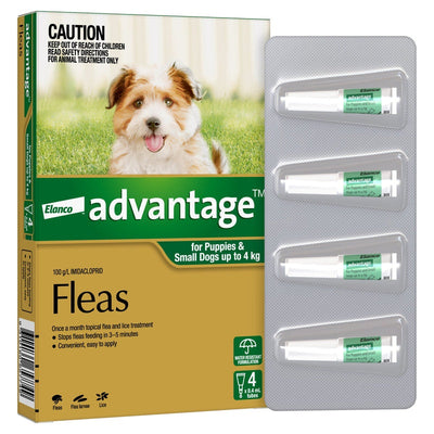 Advantage Flea Treatment For Dogs 0-4kg Green 4 Pack