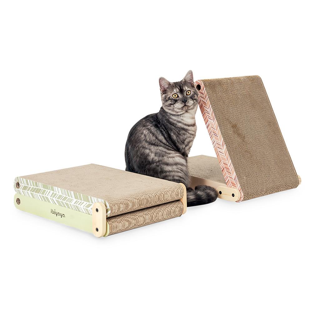 Fold-Out Cardboard Cat Scratcher With Replaceable Boards