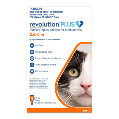 Revolution Plus For Medium Cats 2.5 - 5kg 3 Pack