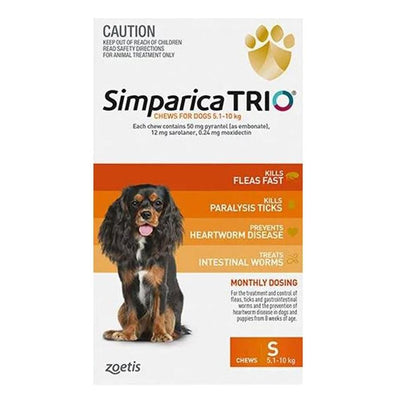 Simparica Trio Flea Tick And Worming Chews For Small Dogs Orange 3 Pack