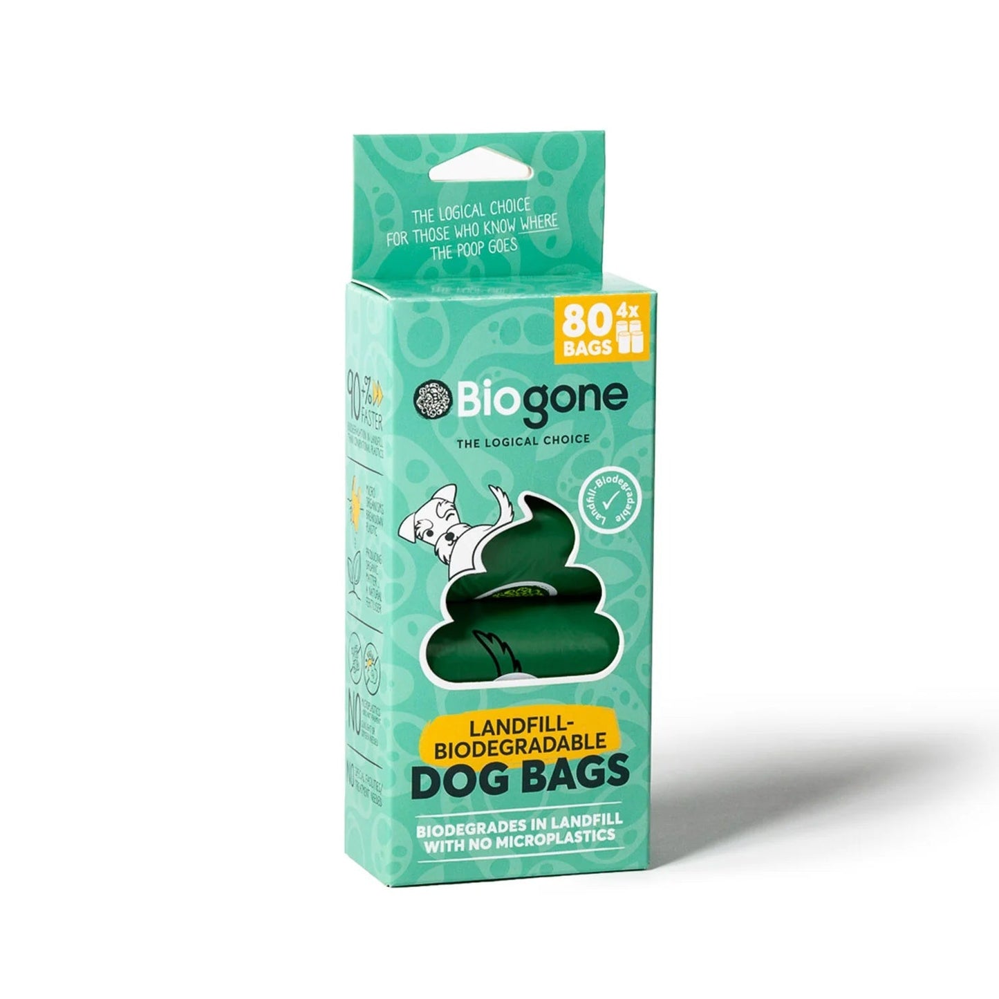 Bio-Gone Biodegradable Dog & Cat Poo Bags - 4 Rolls/80 Bags