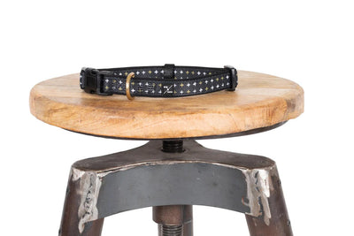 Mog & Bone Neoprene Dog Collar - Black Metallic Cross Print Large