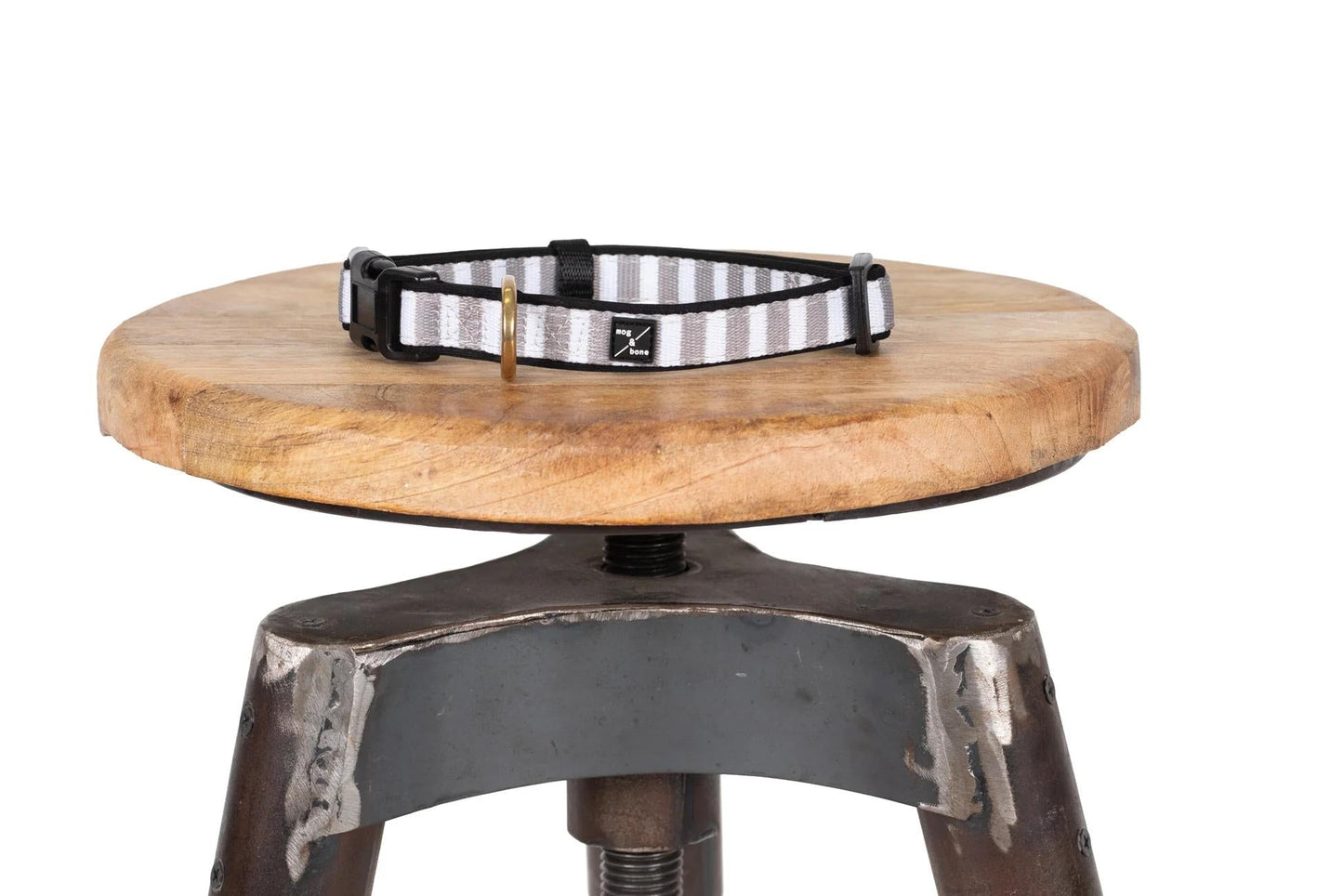 Mog & Bone Neoprene Dog Collar - Latte Hamptons Stripe Print Large