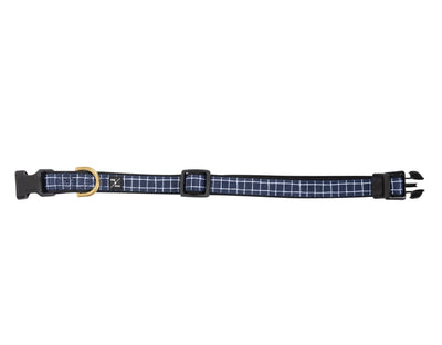 Mog & Bone Neoprene Dog Collar - Navy Check Print Small