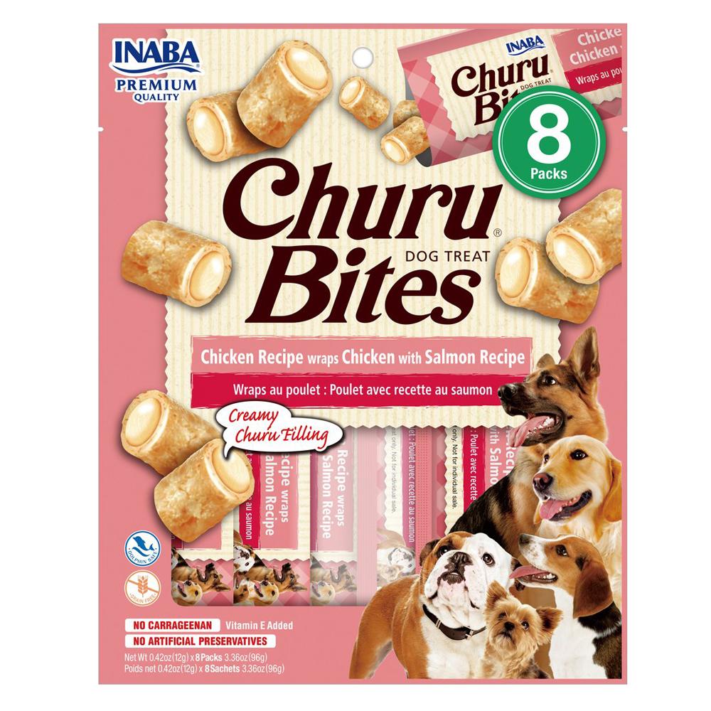 Inaba Churu Bites Chicken Wraps With Salmon Dog Treats 6 X 96g