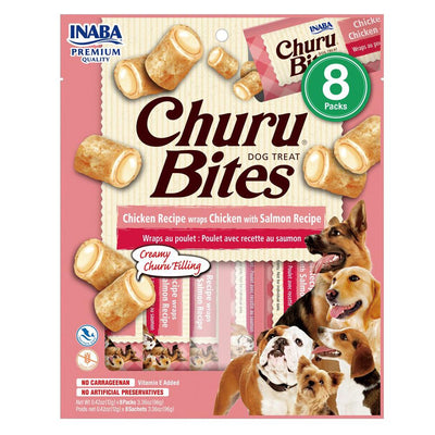 Inaba Churu Bites Chicken Wraps With Salmon Dog Treats 6 X 96g