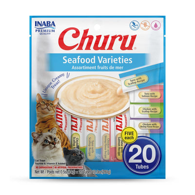 Inaba Churu Puree Seafood Varieties Cat Food Topper 20 X 14g
