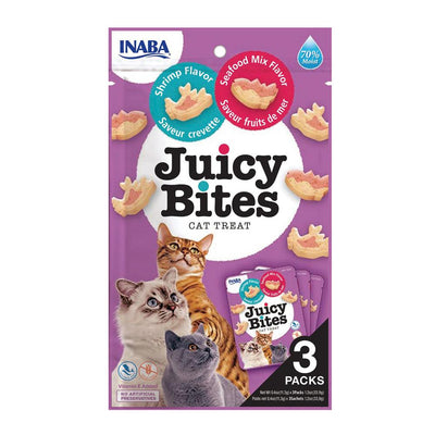 Inaba Juicy Bites Shrimp And Seafood Mix Cat Treats 6 X 34g