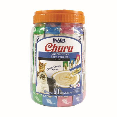 Inaba Churu Creamy Puree Tuna Varieties Tub Cat Treat Tubes 50 Pack 700g