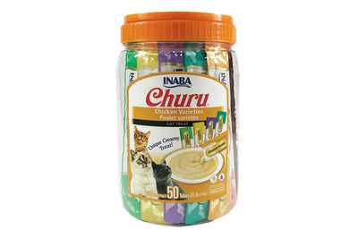 Inaba Churu Creamy Puree Chicken Varieties Tub Cat Treat Tubes 50 Pack 700g