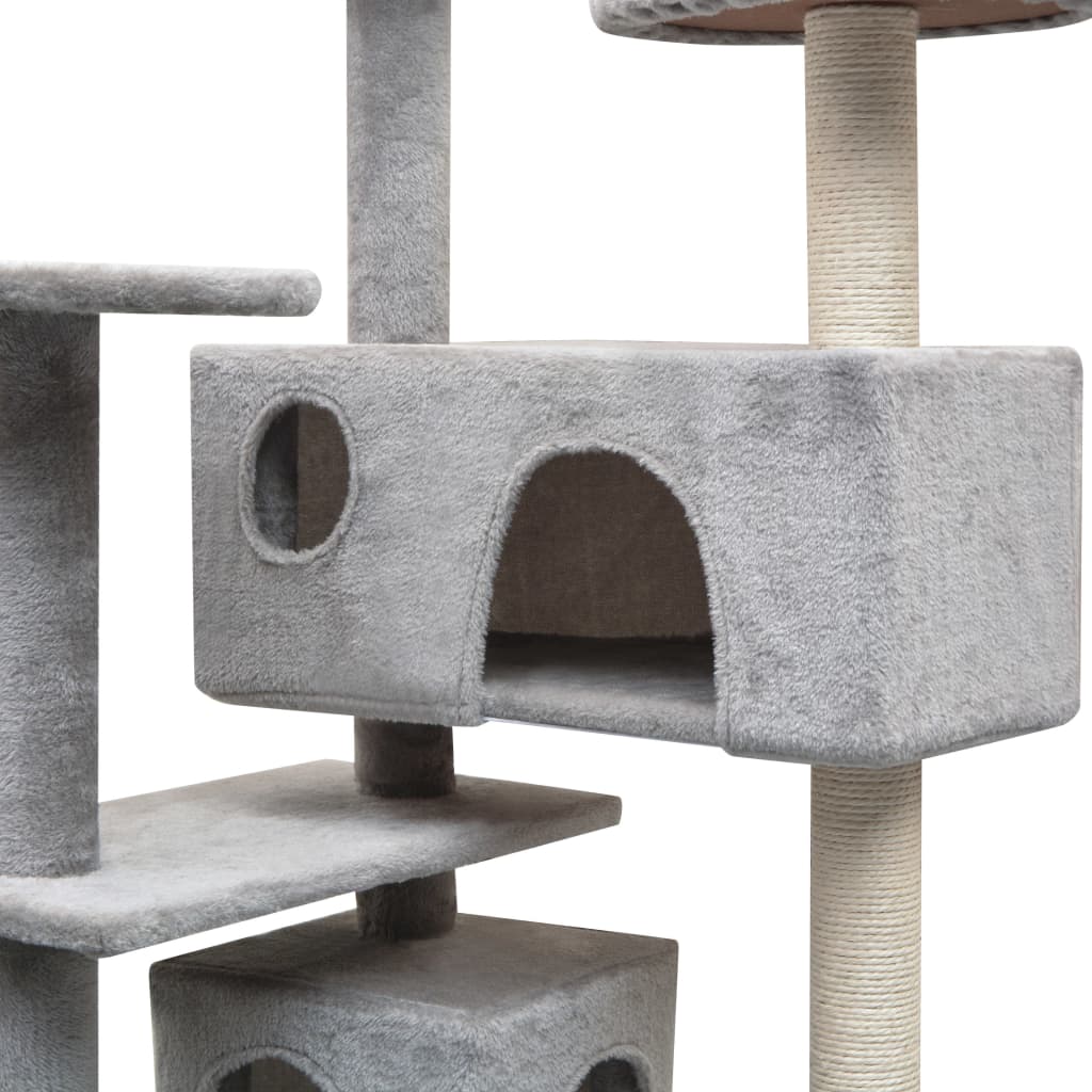 Cat Tree With Sisal Scratching Posts Grey 145cm