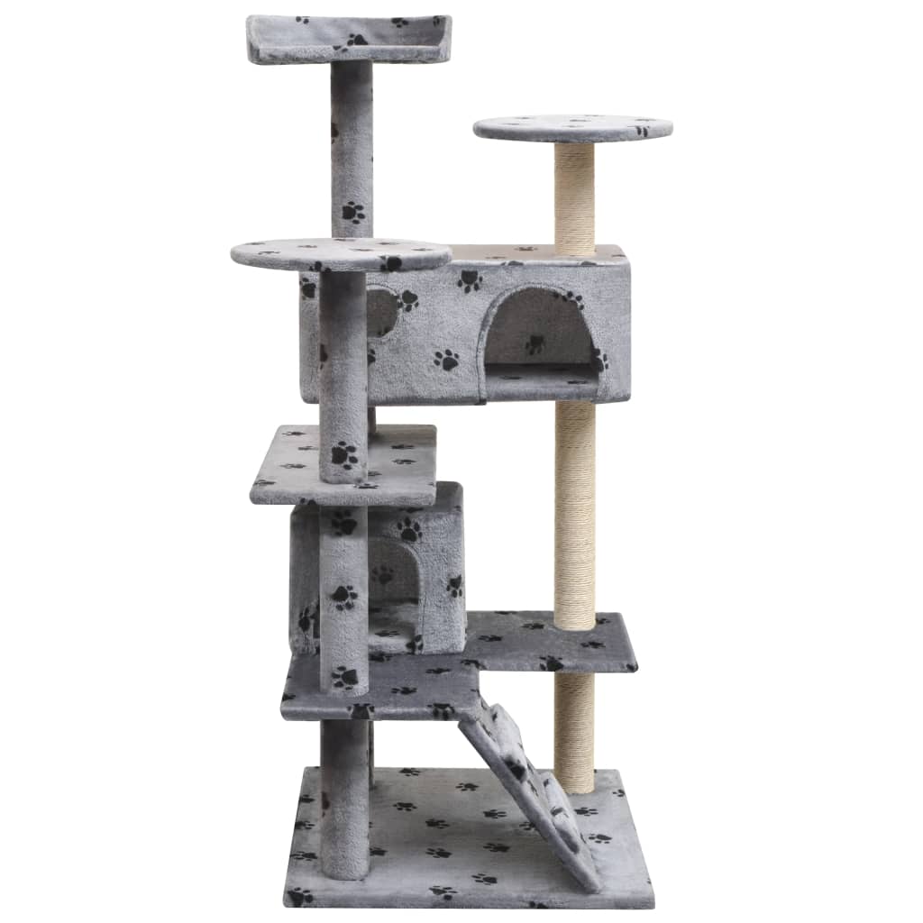 Andala Pets Cat Tree with Sisal Scratching Posts 125 cm Paw Prints Grey