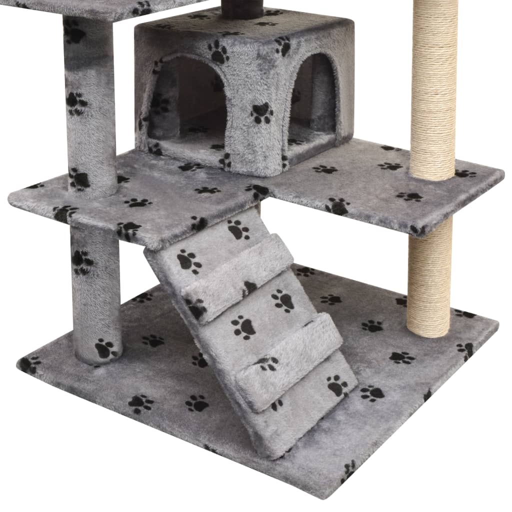 Cat Tree With Sisal Scratching Posts 95cm Grey Paw Prints