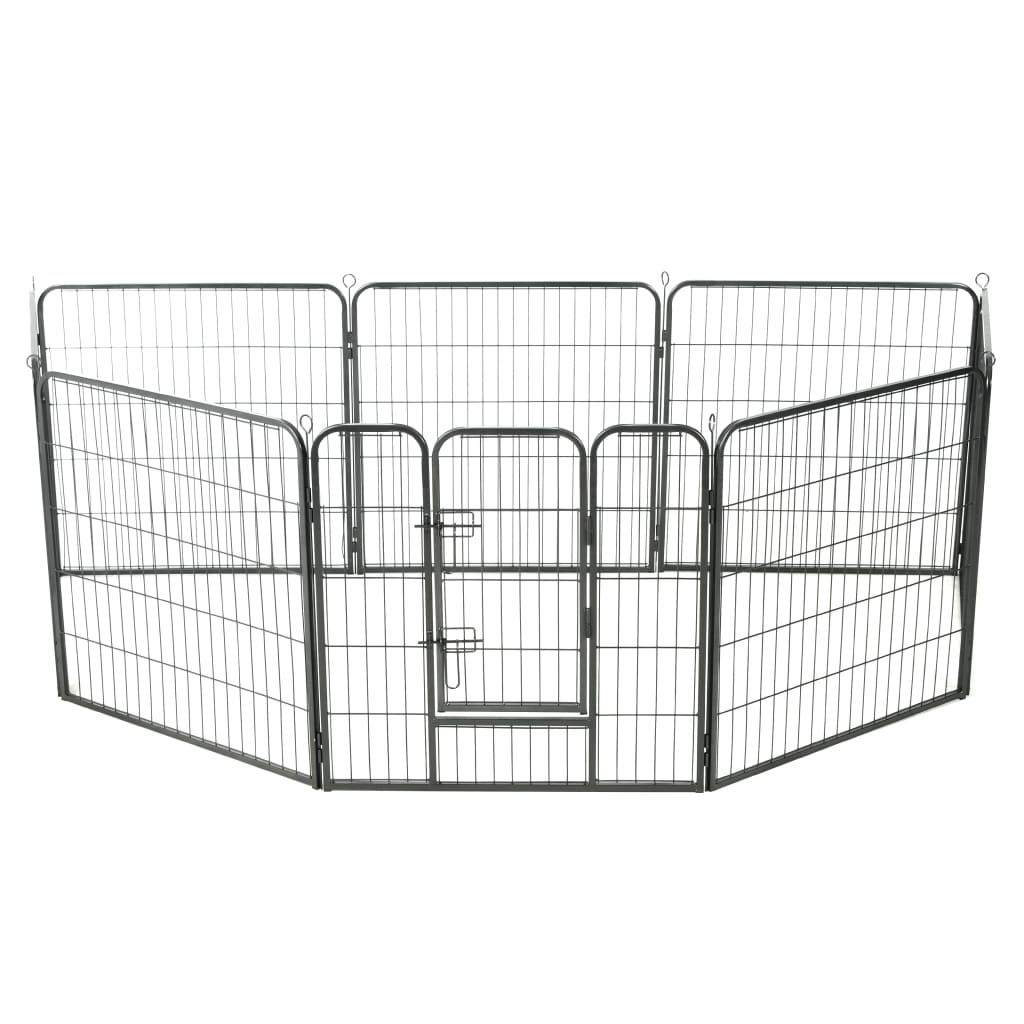 Andala Pets Dog Playpen 8 Panels Steel 80x80 cm Black