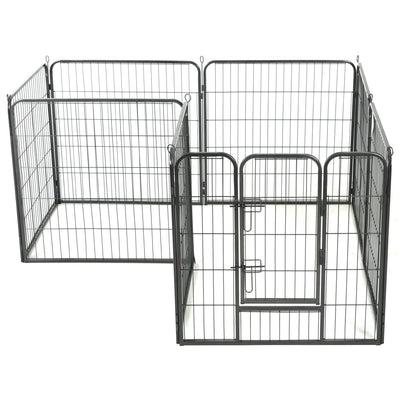 Dog Playpen 16 Panels Steel 80X80cm Black