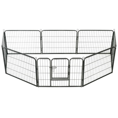 Andala Pets Dog Playpen 8 Panels Steel 80x60 cm Black