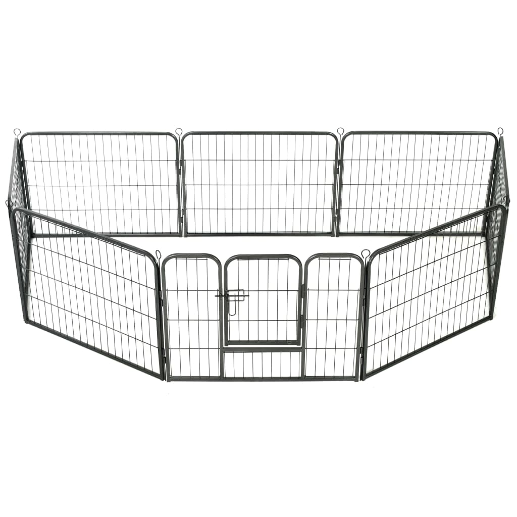 Andala Pets Dog Playpen 8 Panels Steel 80x60 cm Black