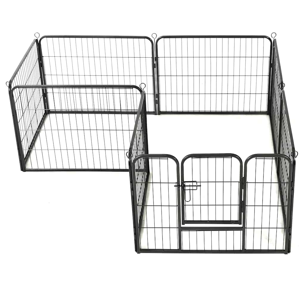 Dog Playpen 8 Panels Steel 80X60cm Black