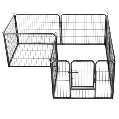 Dog Playpen 8 Panels Steel 80X60cm Black
