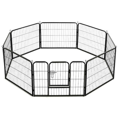 Dog Playpen 8 Panels Steel 80X60cm Black