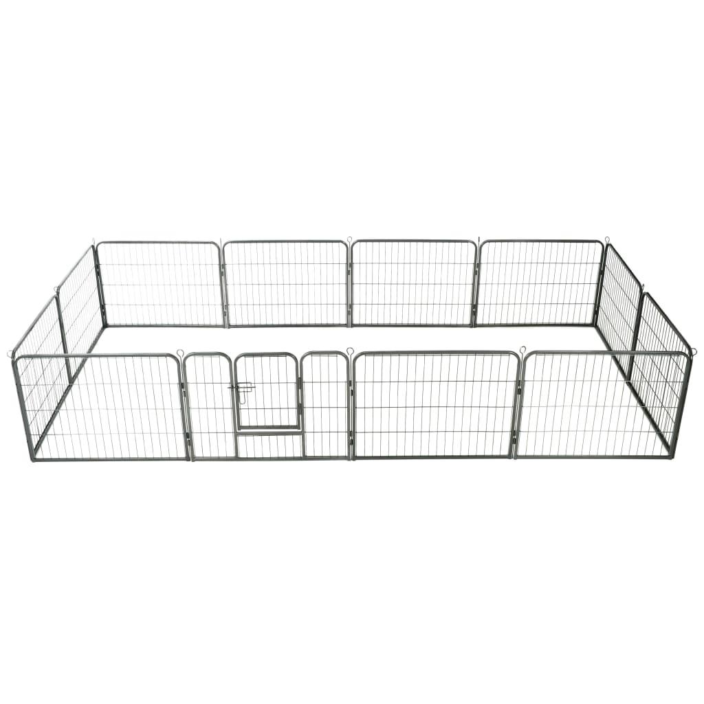 Andala Pets Dog Playpen 12 Panels Steel 80x60 cm Black