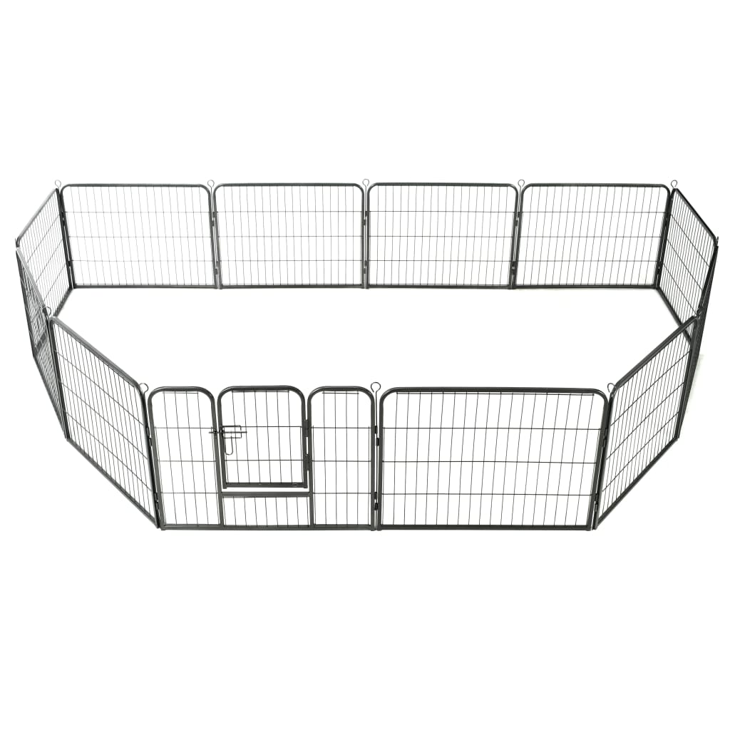 Andala Pets Dog Playpen 12 Panels Steel 80x60 cm Black