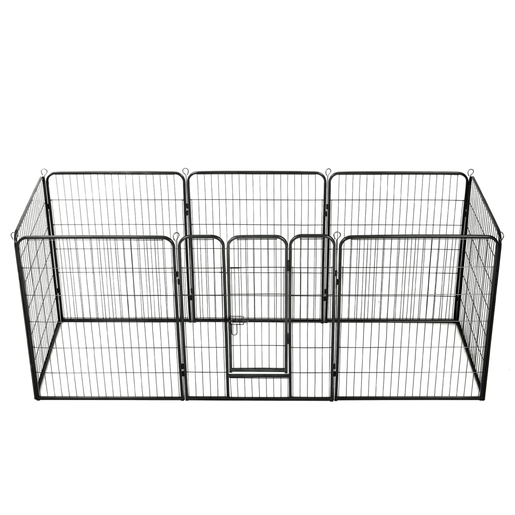 Andala Pets Dog Playpen 8 Panels Steel 80x100 cm Black