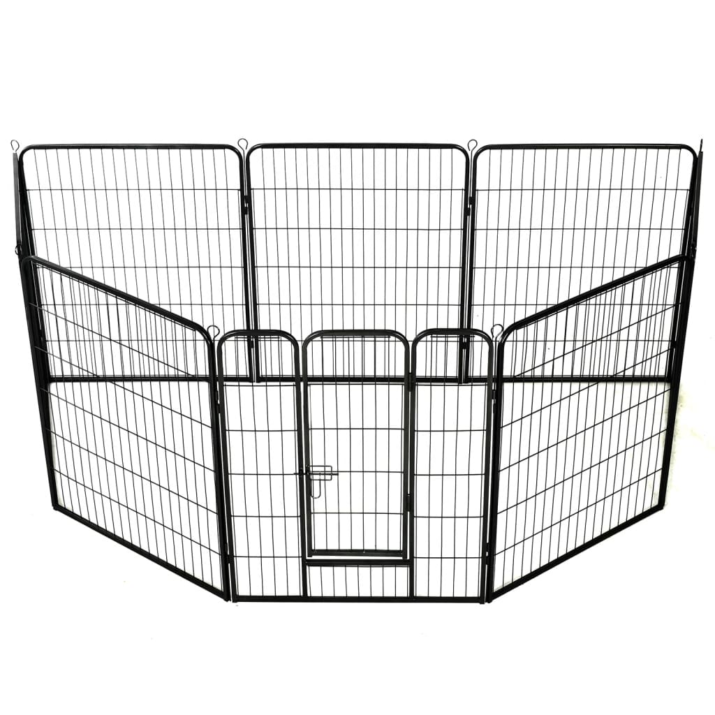 Andala Pets Dog Playpen 8 Panels Steel 80x100 cm Black