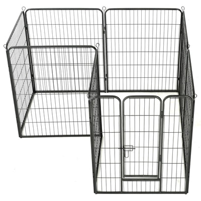 Dog Playpen 8 Panels Steel 80X100cm Black