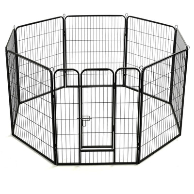 Dog Playpen 8 Panels Steel 80X100cm Black