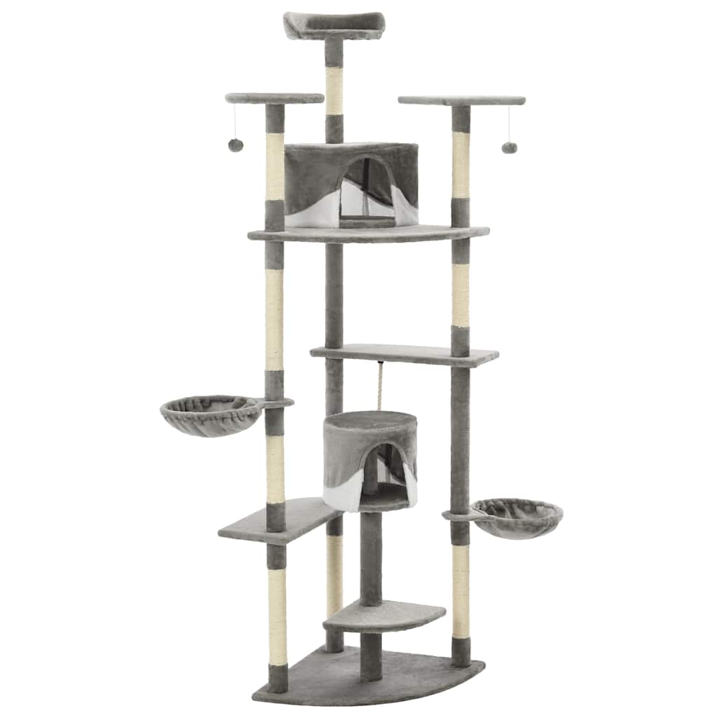 Cat Tree With Sisal Scratching Posts 203cm Grey And White