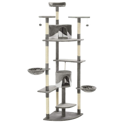 Cat Tree With Sisal Scratching Posts 203cm Grey And White