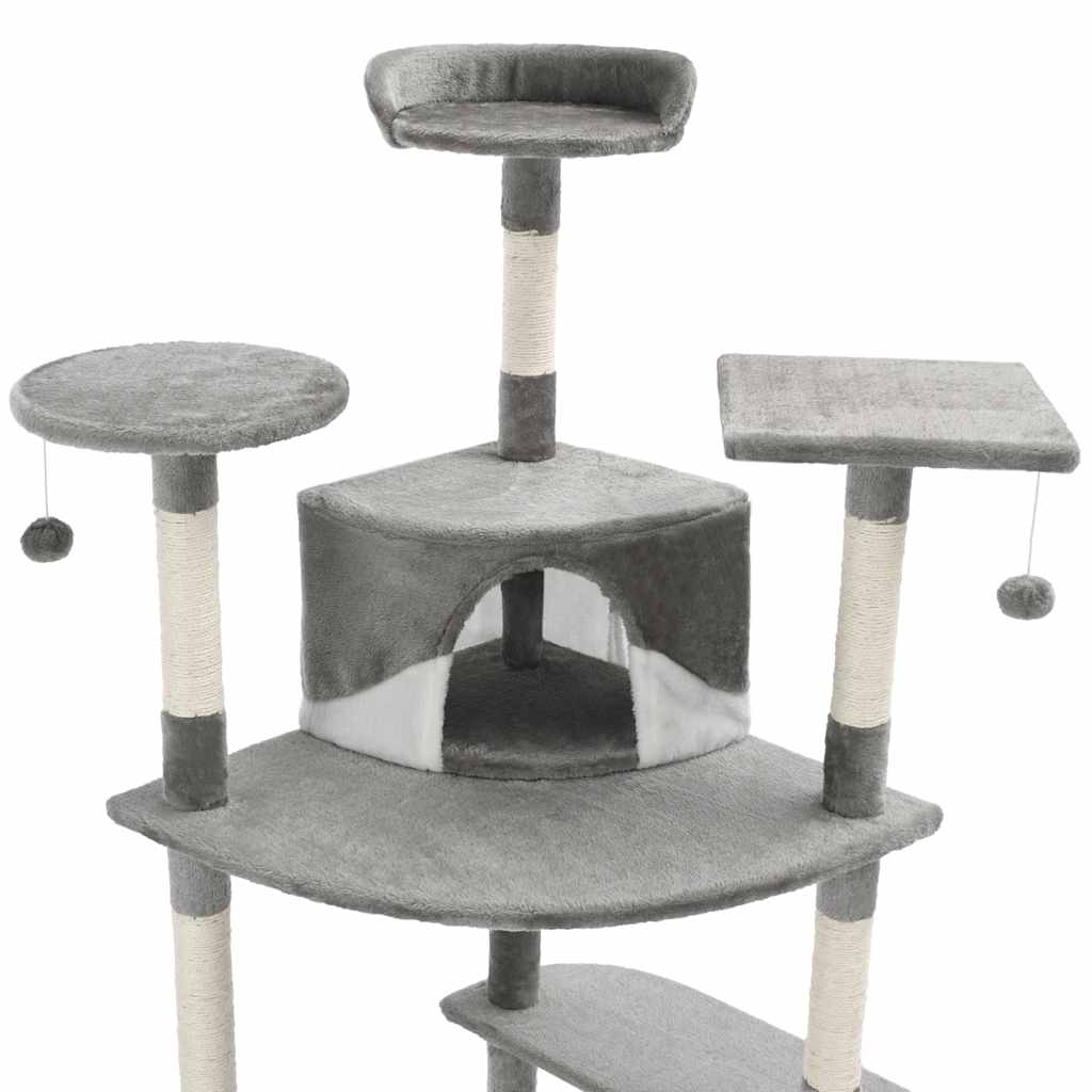 Cat Tree With Sisal Scratching Posts 203cm Grey And White