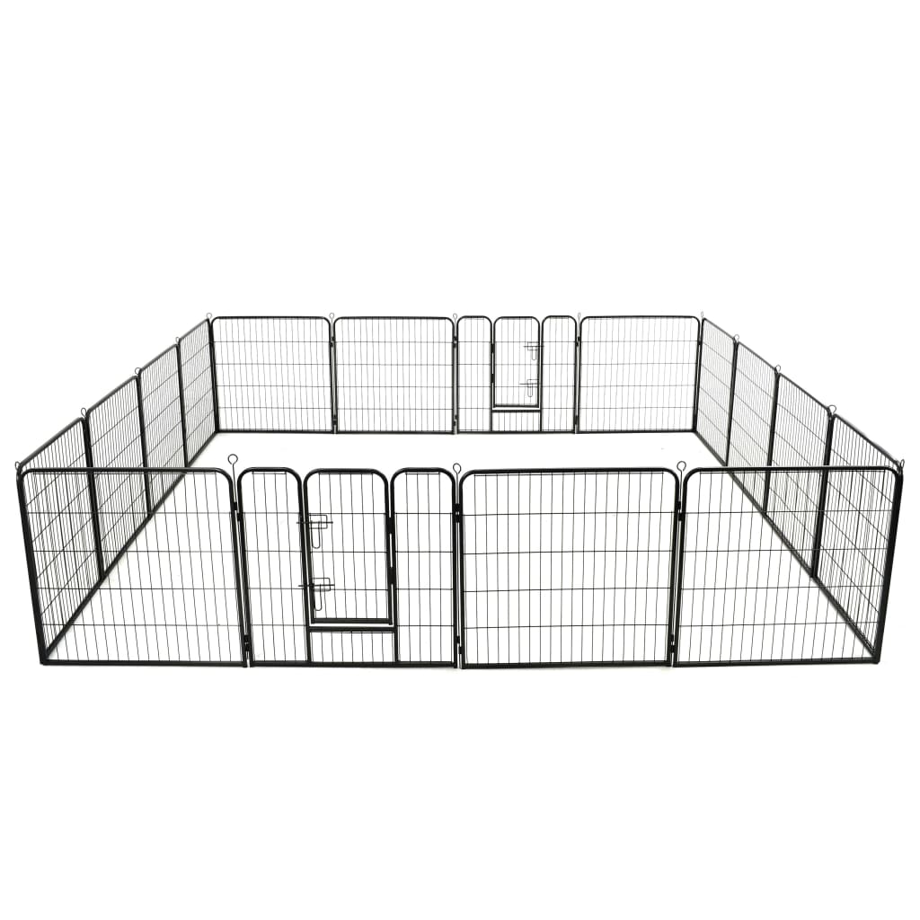 Andala Pets Dog Playpen 16 Panels Steel 80x80 cm Black