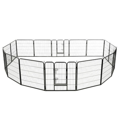 Andala Pets Dog Playpen 16 Panels Steel 80x80 cm Black