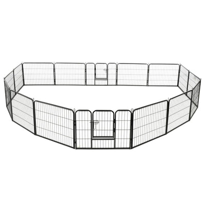 Andala Pets Dog Playpen 16 Panels Steel 60x80 cm Black