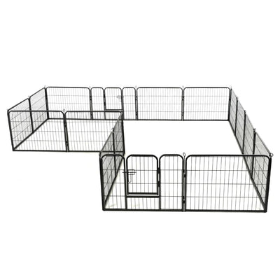 Dog Playpen 16 Panels Steel 60X80cm Black